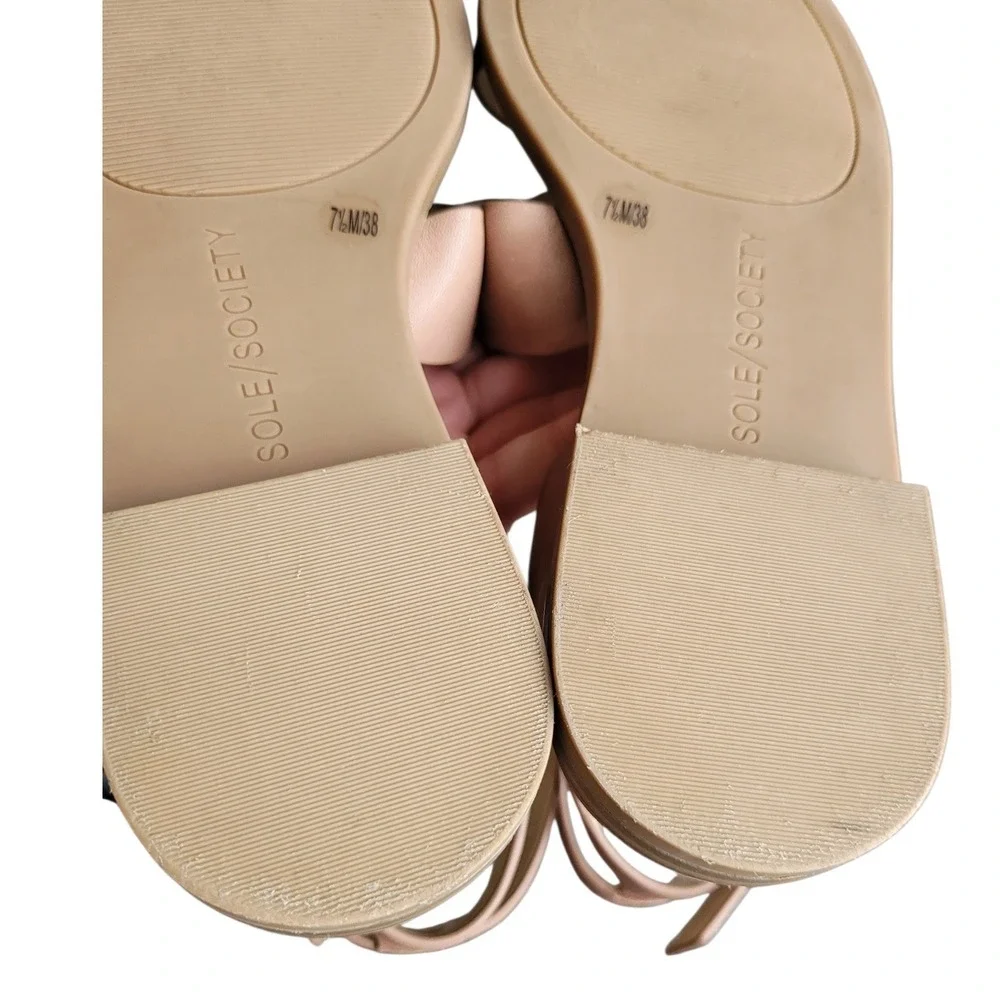 SOLE SOCIETY 7.5M Neutral Leather Sallan O-Ring Sandal Women